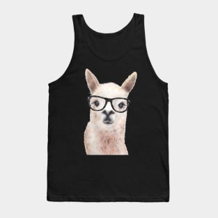 Hipster Llama Wearing Glasses Funny Drawing Tank Top